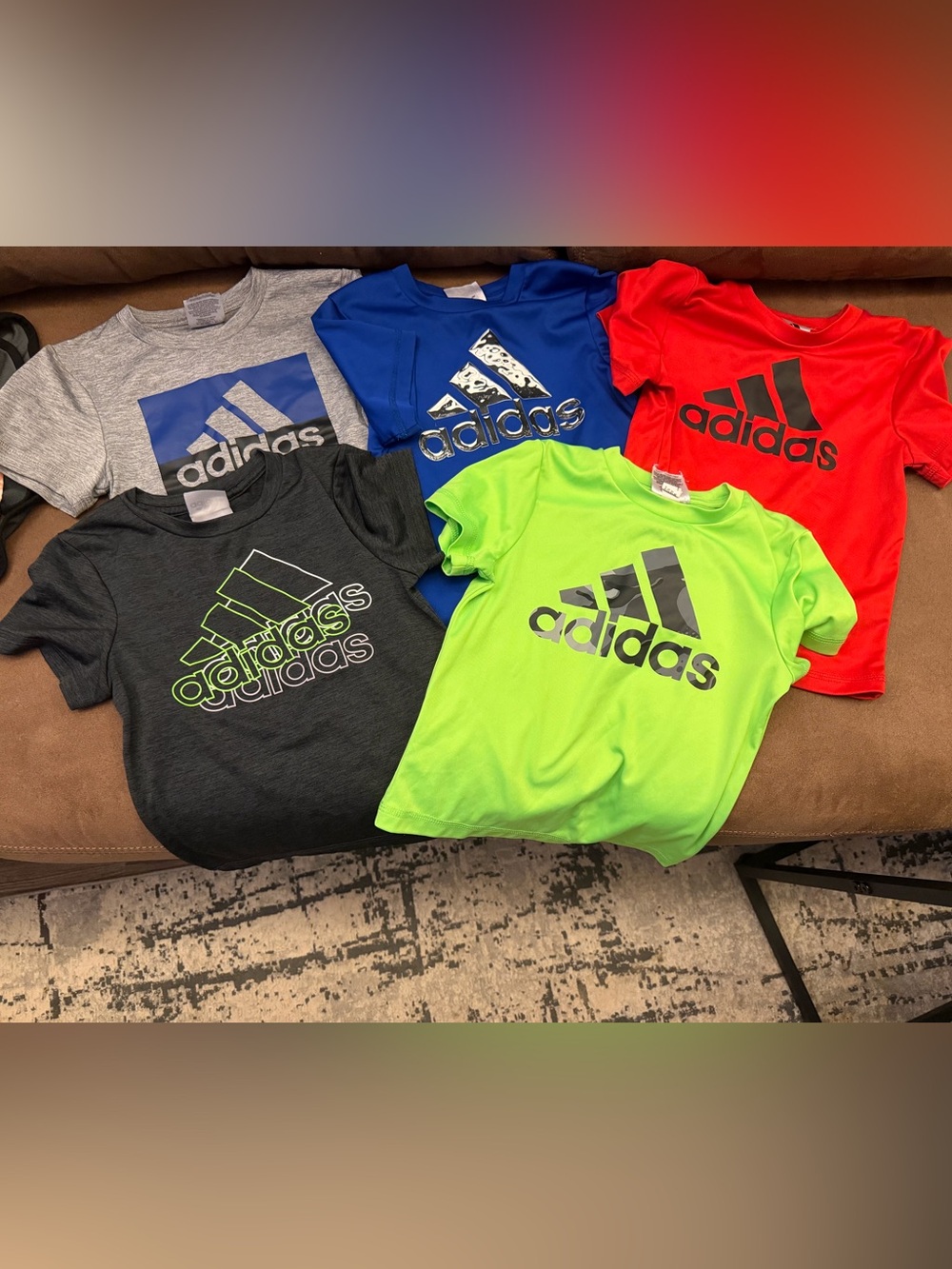 Toddler Adidas Logo Tees - Neon Green, Red, Royal Blue, Gray, Charcoal